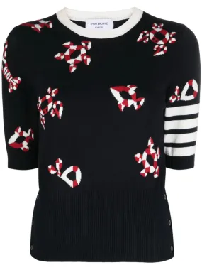 4-Bar Intarsia-Knit Top