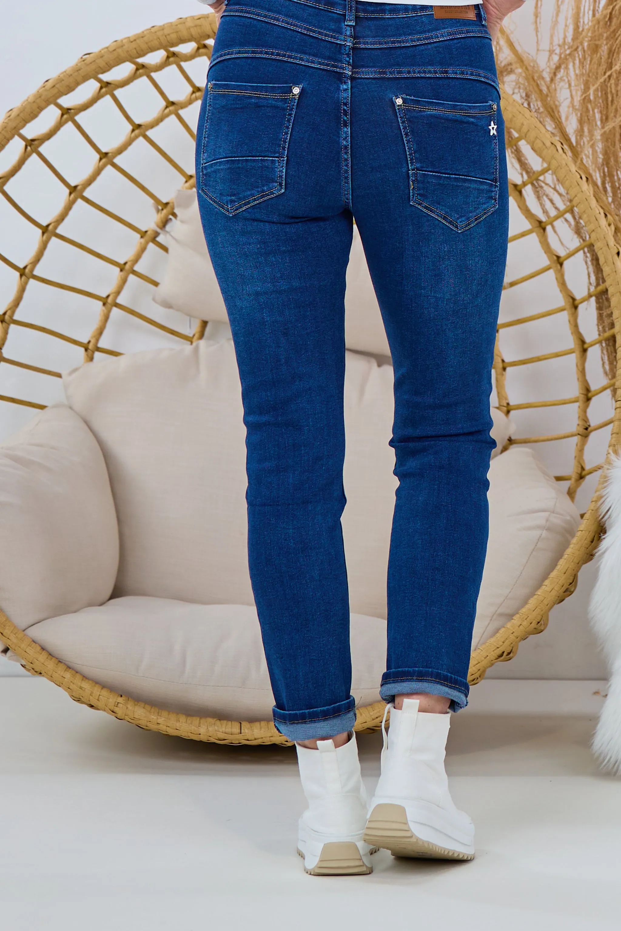 5-Pocket Jeans mit Knöpfen, denim blau