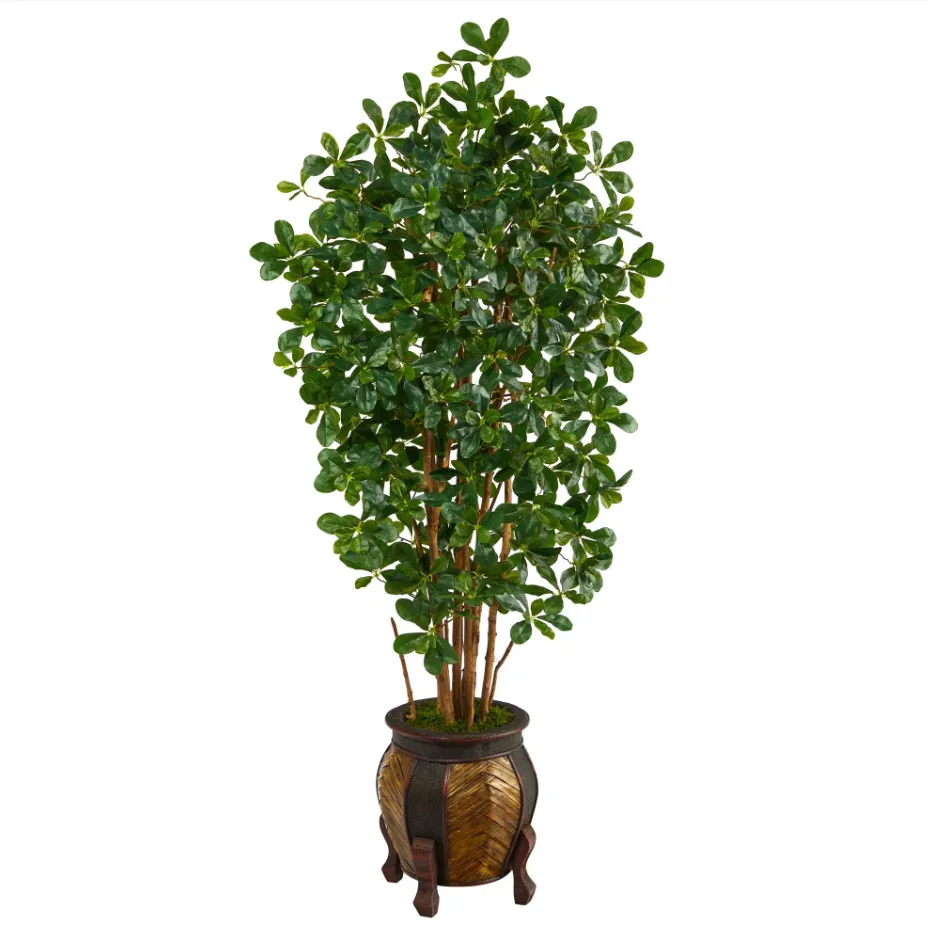 67" Artificial Black Olive Tree with 1365 Bendable Leaves in Decorative Planter - Low Maintenance, Life-Like & Vibrant Silk Trees For Busy People.