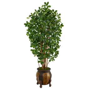 67" Artificial Black Olive Tree with 1365 Bendable Leaves in Decorative Planter - Low Maintenance, Life-Like & Vibrant Silk Trees For Busy People.