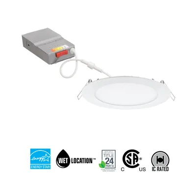 6" LED Ultra-Thin Wafer Switchable Downlight, 970 Lumens, Selectable Color Temperature