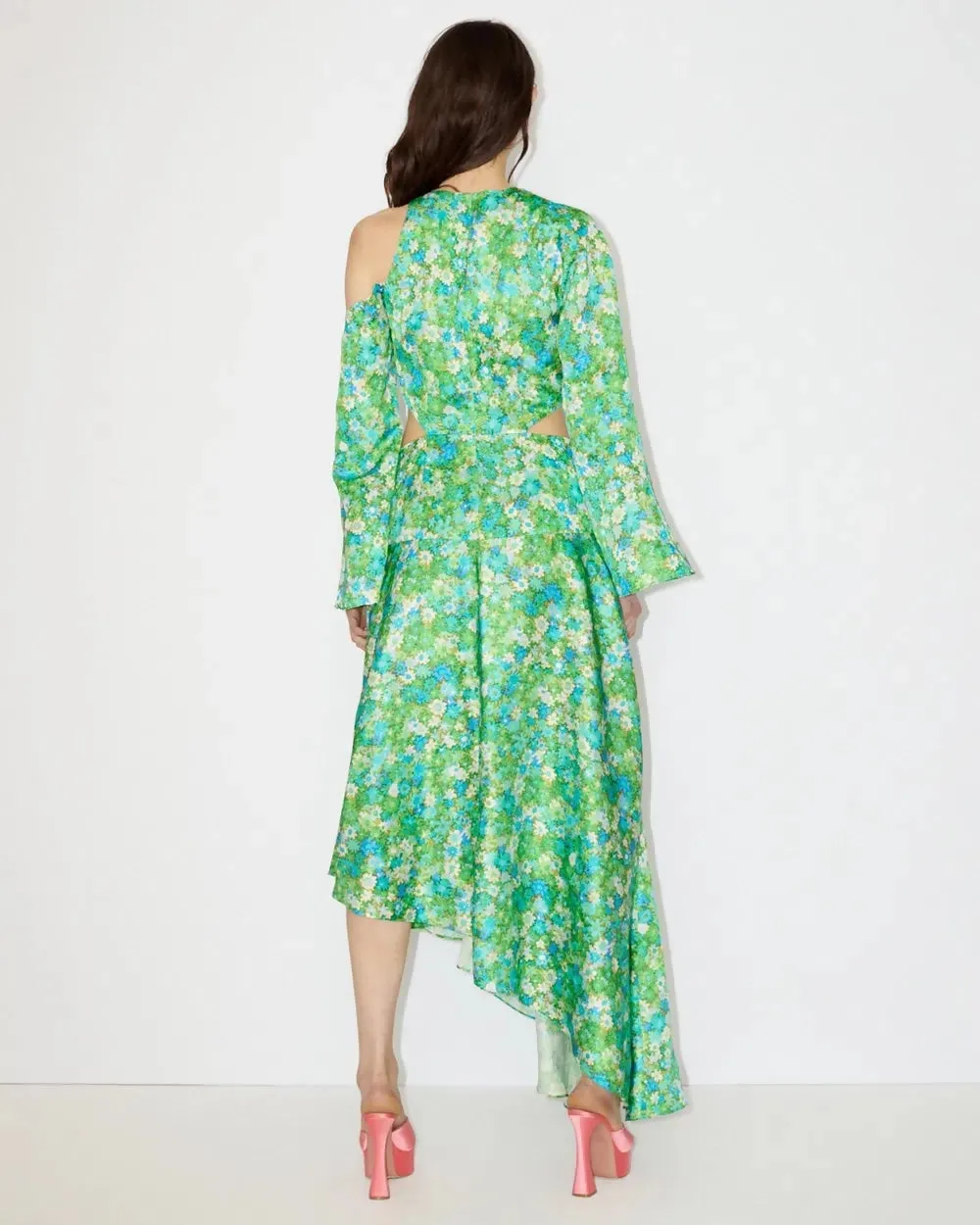 Alemais Cassandra Cut out Midi Dress Green Floral Size 10