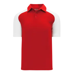 Athletic Knit (AK) A1815A-208 Adult Red/White Short Sleeve Polo Shirt