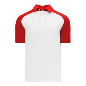 Athletic Knit (AK) A1815A-209 Adult White/Red Short Sleeve Polo Shirt