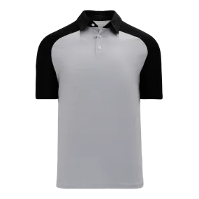 Athletic Knit (AK) A1815A-920 Adult Heather Grey/Black Short Sleeve Polo Shirt