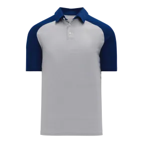 Athletic Knit (AK) A1815Y-921 Youth Heather Grey/Navy Short Sleeve Polo Shirt