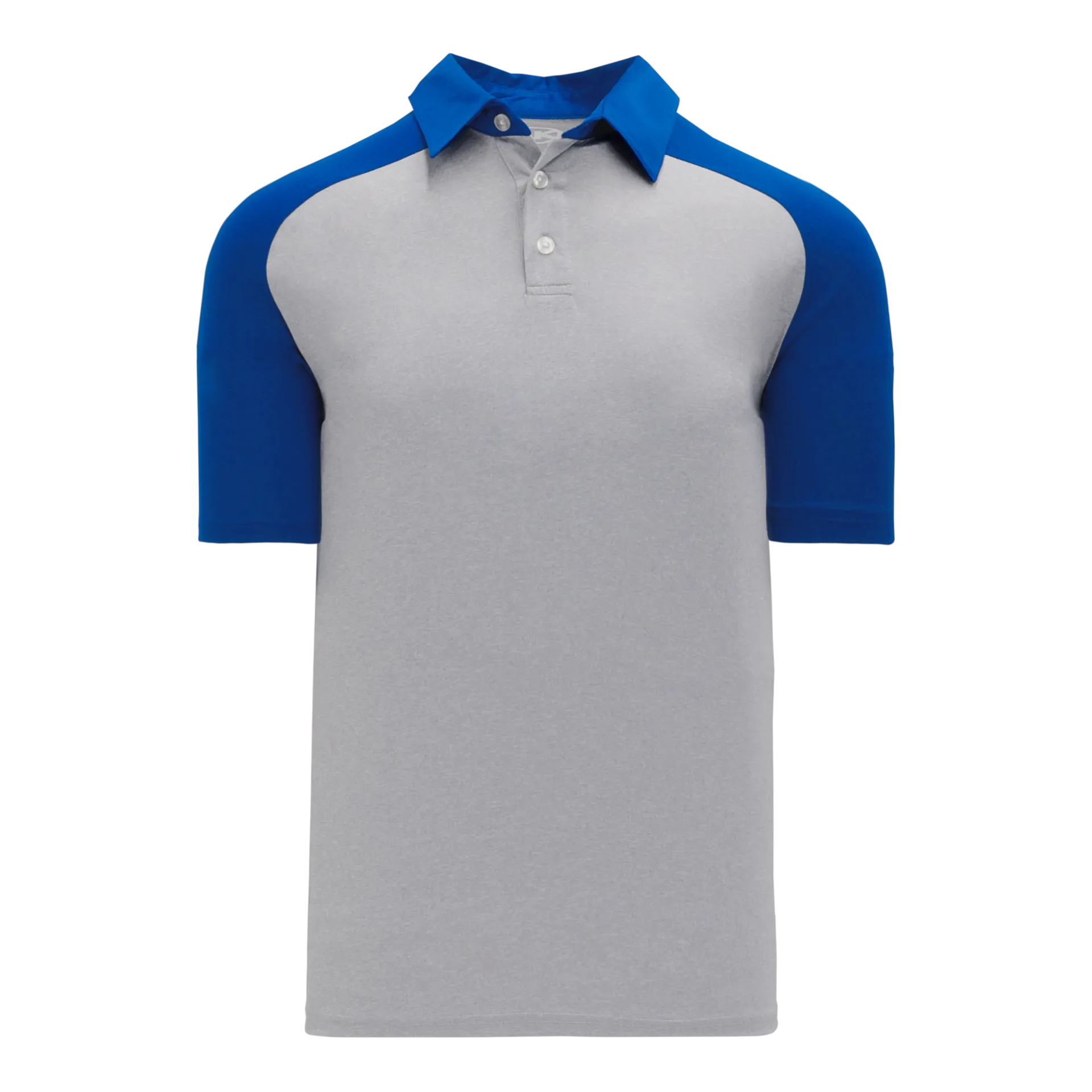 Athletic Knit (AK) A1815Y-922 Youth Heather Grey/Royal Blue Short Sleeve Polo Shirt