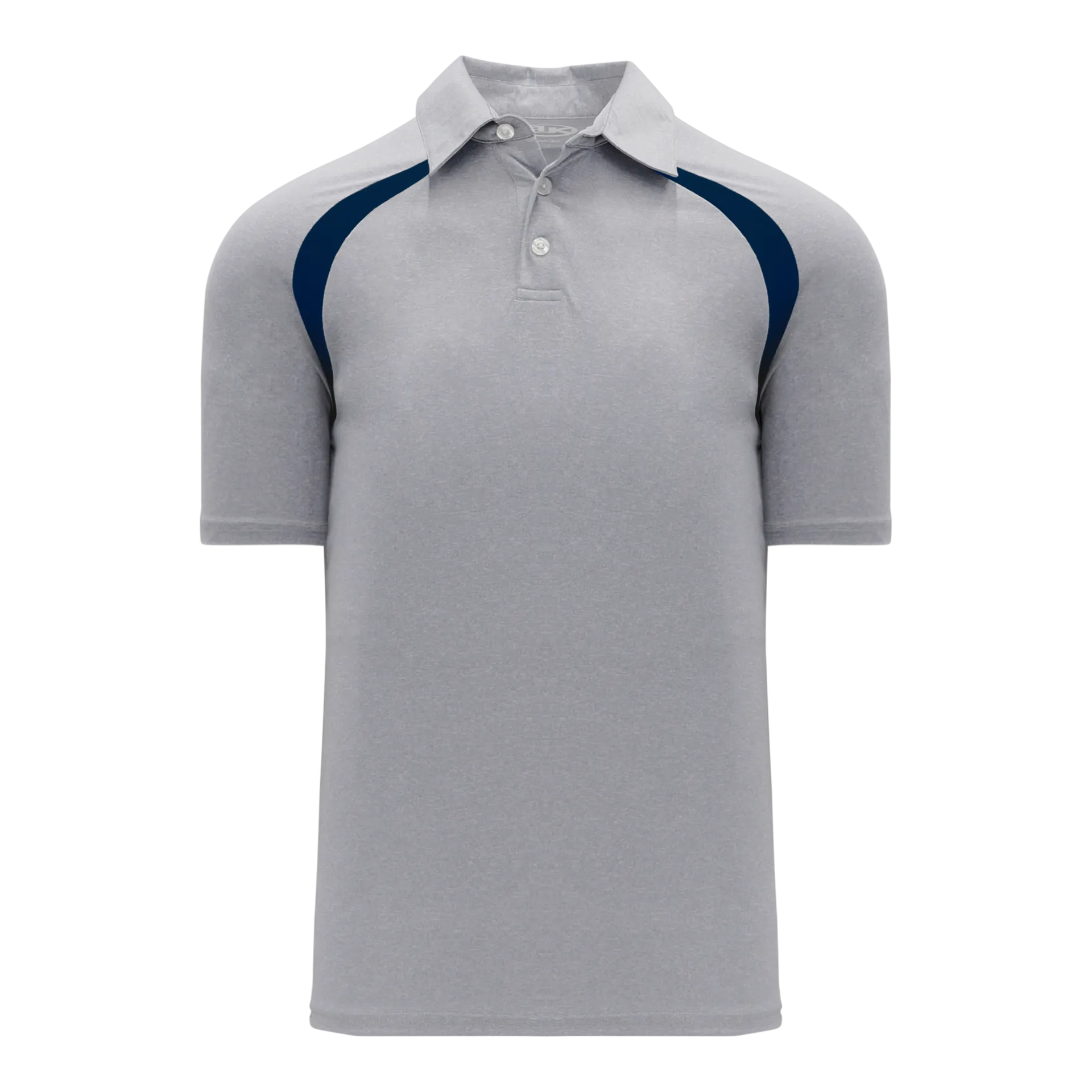 Athletic Knit (AK) A1820A-921 Adult Heather Grey/Navy Short Sleeve Polo Shirt
