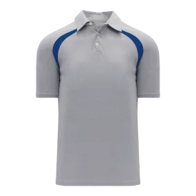 Athletic Knit (AK) A1820A-922 Adult Heather Grey/Royal Blue Short Sleeve Polo Shirt
