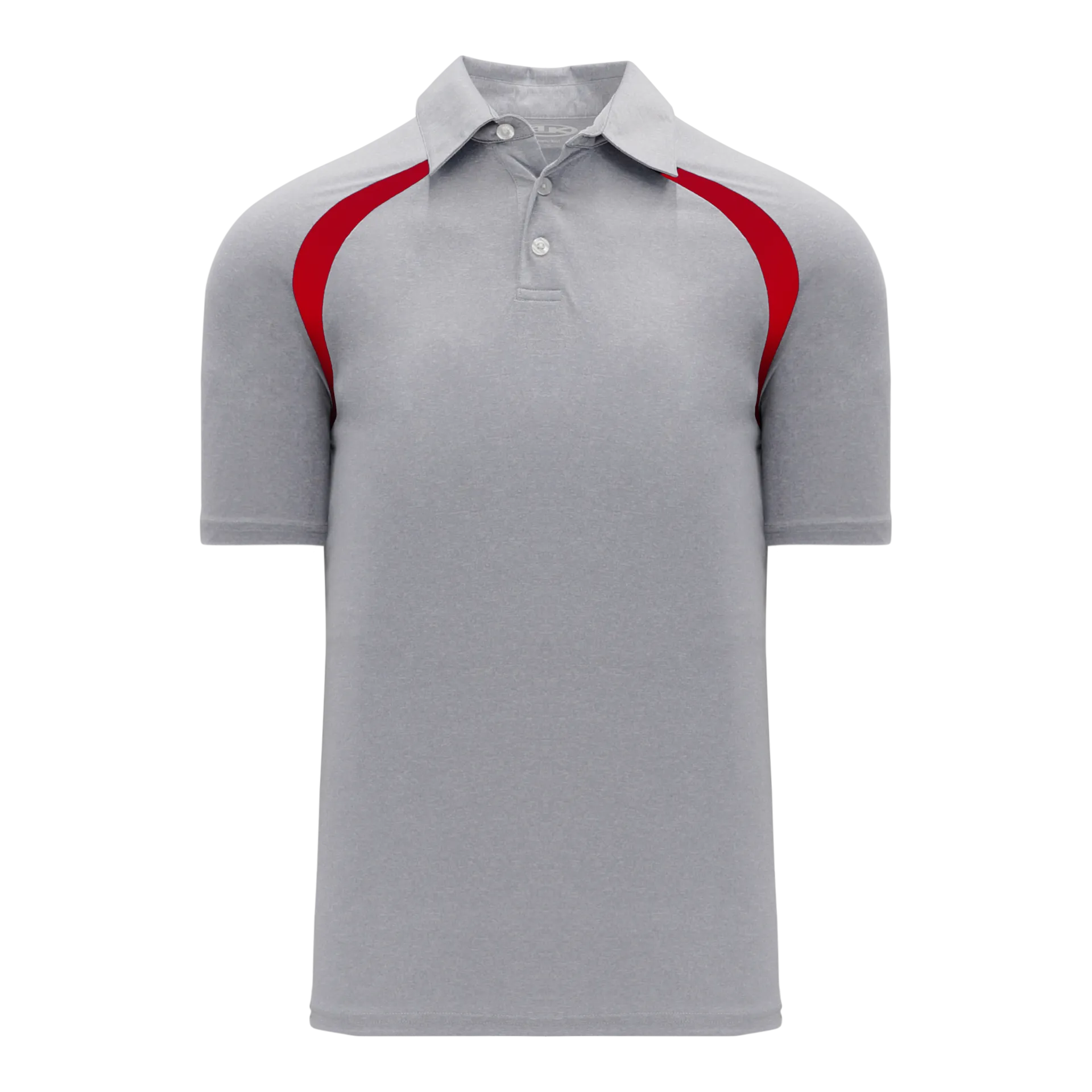 Athletic Knit (AK) A1820A-923 Adult Heather Grey/Red Short Sleeve Polo Shirt