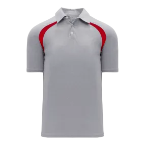 Athletic Knit (AK) A1820Y-923 Youth Heather Grey/Red Short Sleeve Polo Shirt