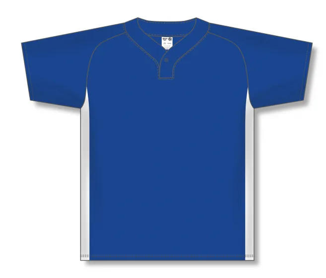 Athletic Knit (AK) BA1343A-206 Adult Royal Blue/White One-Button Baseball Jersey