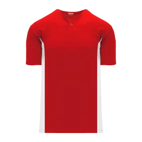 Athletic Knit (AK) BA1343A-208 Adult Red/White One-Button Baseball Jersey