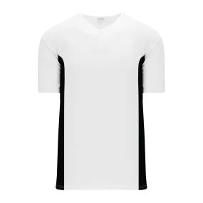 Athletic Knit (AK) BA1343A-222 Adult White/Black One-Button Baseball Jersey