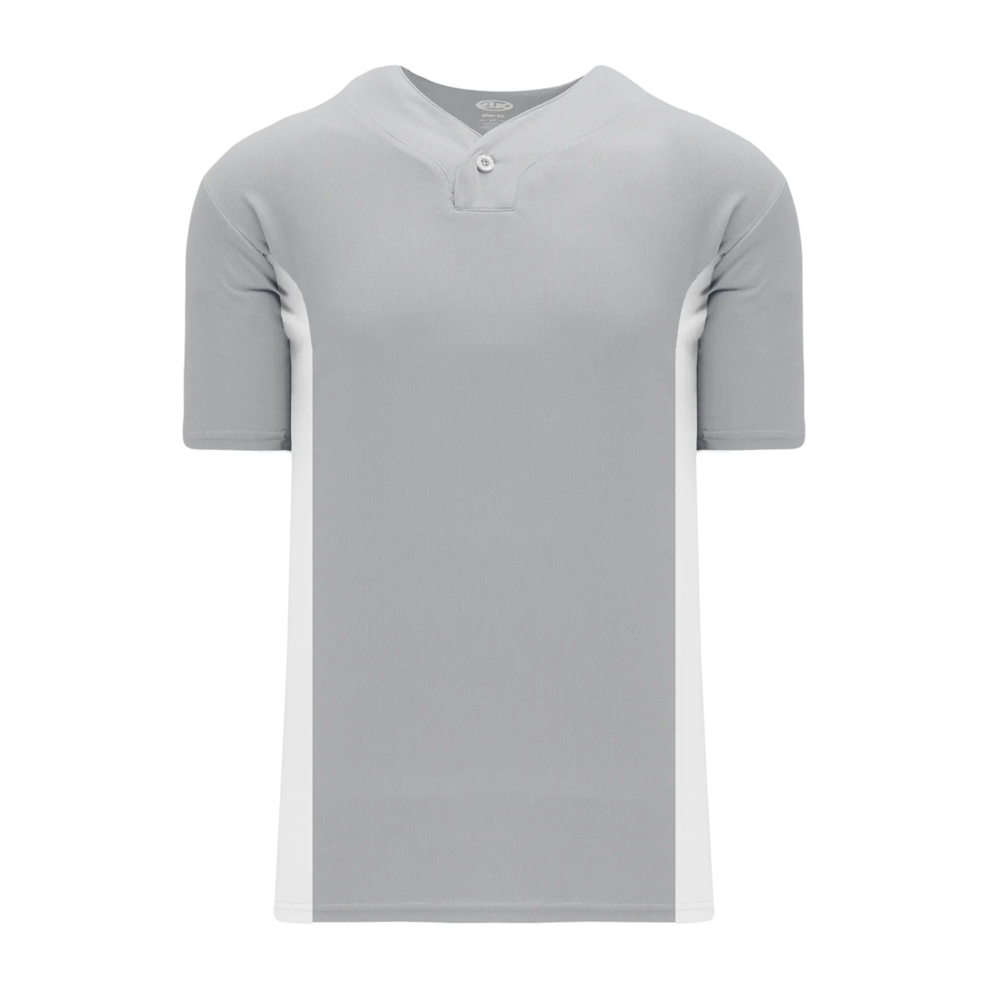 Athletic Knit (AK) BA1343A-245 Adult Grey/White One-Button Baseball Jersey