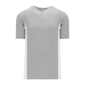 Athletic Knit (AK) BA1343A-245 Adult Grey/White One-Button Baseball Jersey