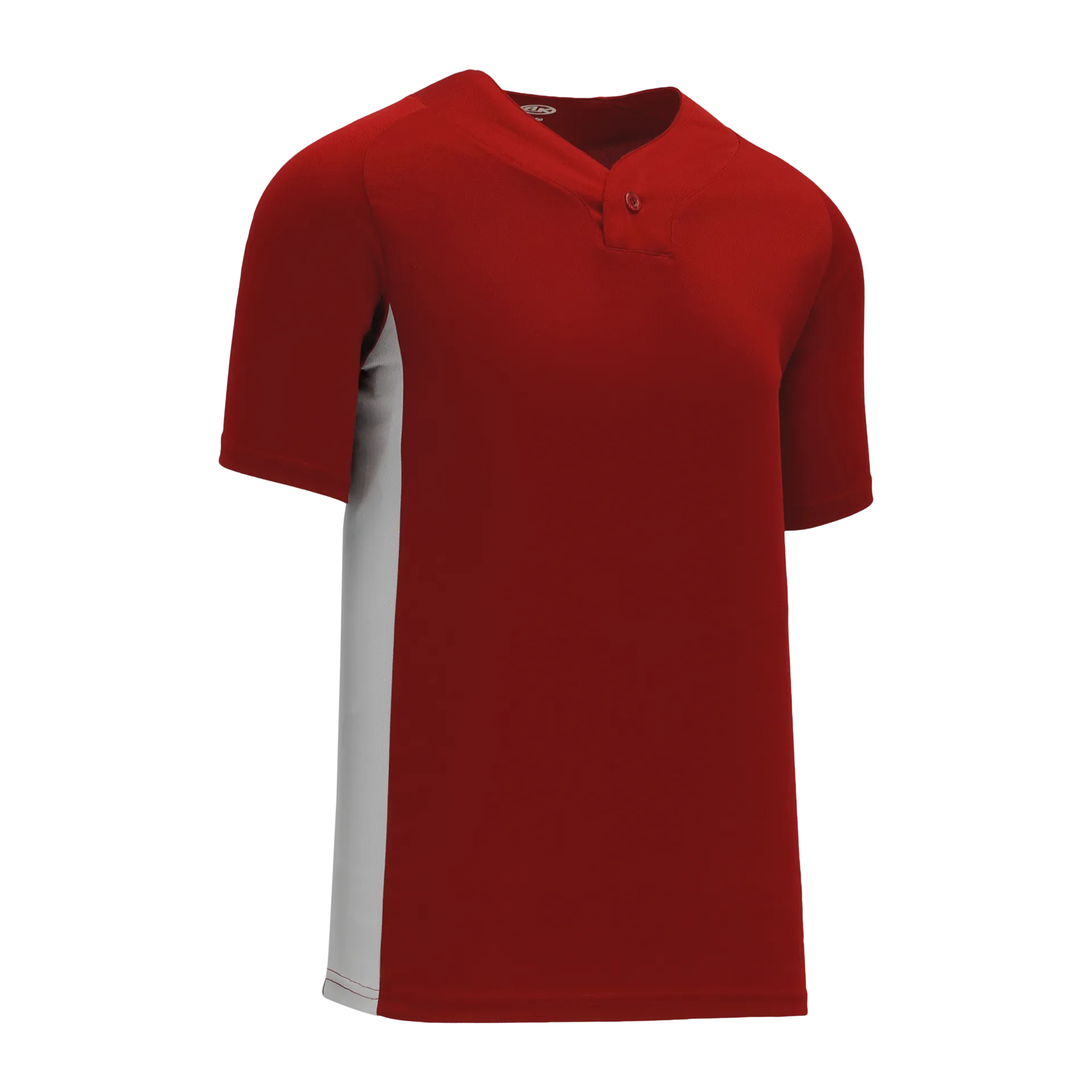Athletic Knit (AK) BA1343A-246 Adult AV Red/Grey One-Button Baseball Jersey