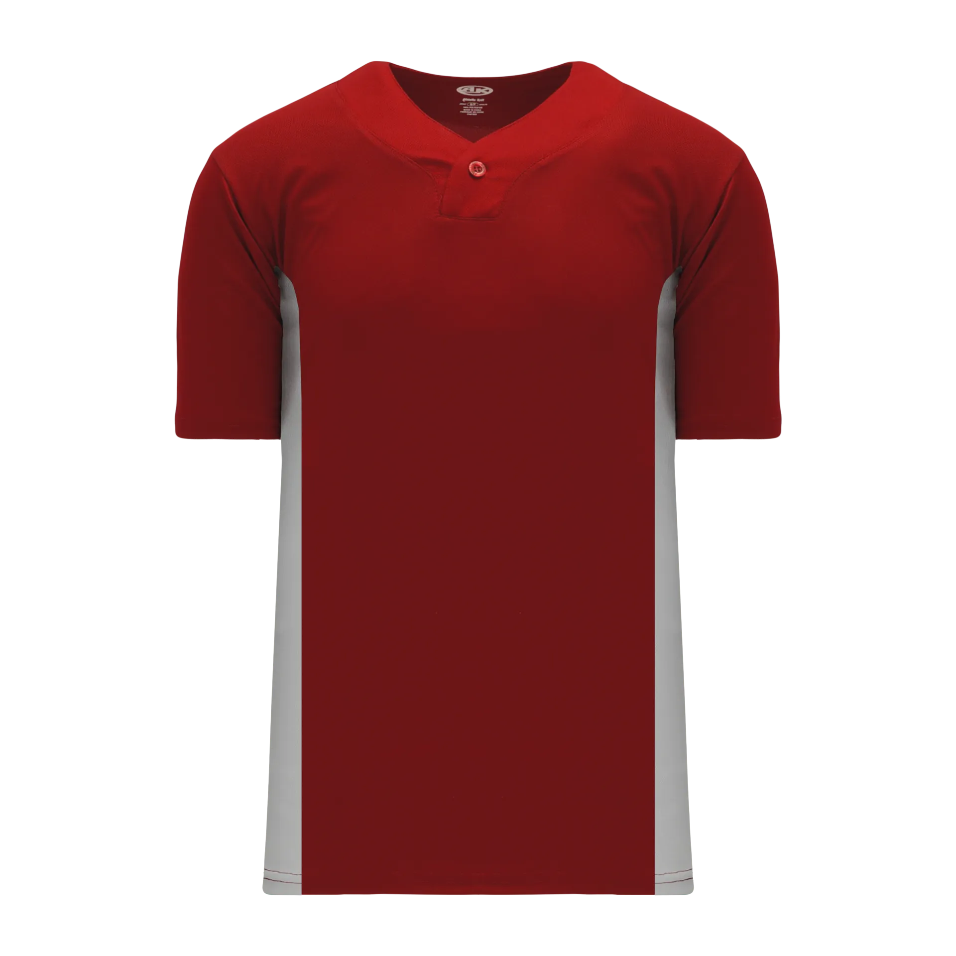 Athletic Knit (AK) BA1343A-246 Adult AV Red/Grey One-Button Baseball Jersey