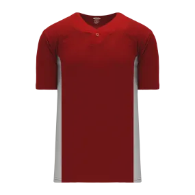 Athletic Knit (AK) BA1343A-246 Adult AV Red/Grey One-Button Baseball Jersey