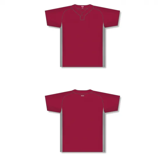 Athletic Knit (AK) BA1343A-246 Adult AV Red/Grey One-Button Baseball Jersey