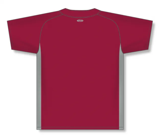 Athletic Knit (AK) BA1343A-246 Adult AV Red/Grey One-Button Baseball Jersey