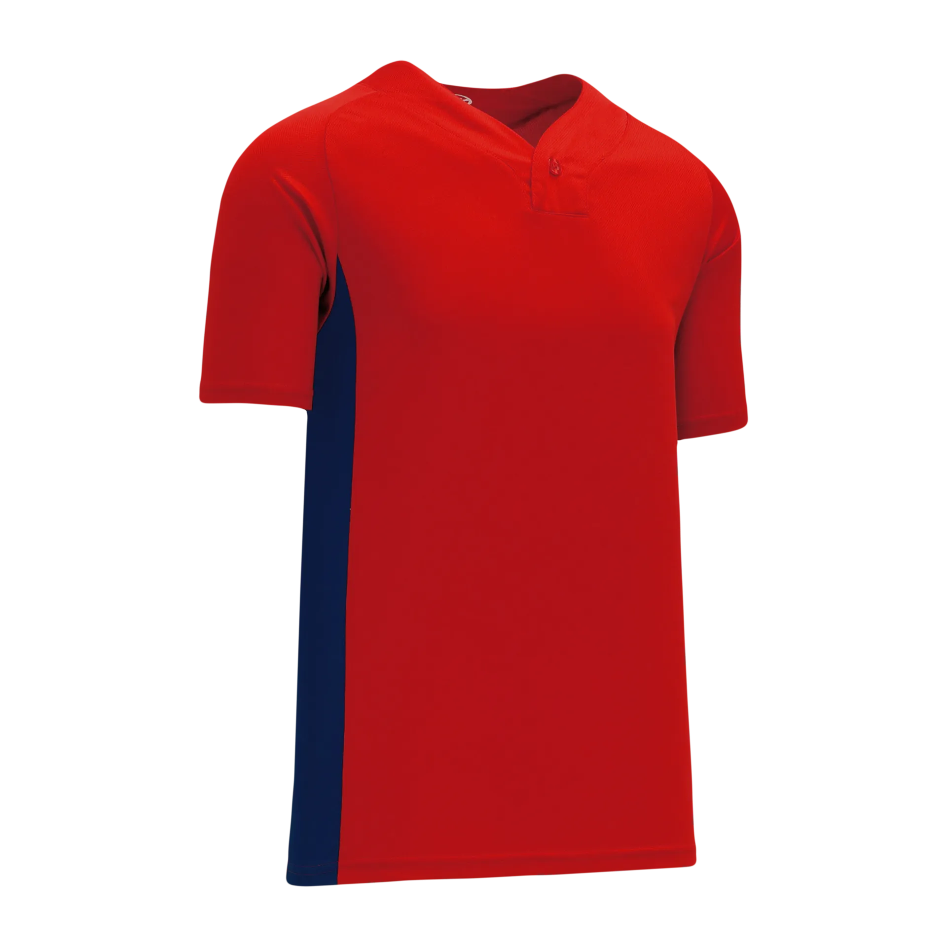 Athletic Knit (AK) BA1343A-268 Adult Red/Navy One-Button Baseball Jersey