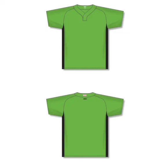 Athletic Knit (AK) BA1343A-269 Adult Lime Green/Black One-Button Baseball Jersey