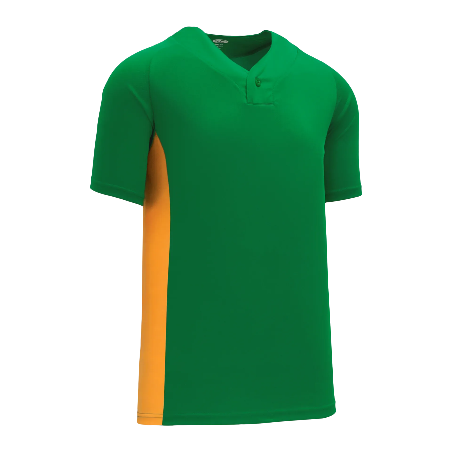 Athletic Knit (AK) BA1343A-278 Adult Kelly Green/Gold One-Button Baseball Jersey
