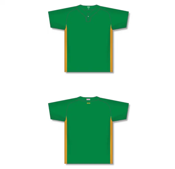 Athletic Knit (AK) BA1343A-278 Adult Kelly Green/Gold One-Button Baseball Jersey