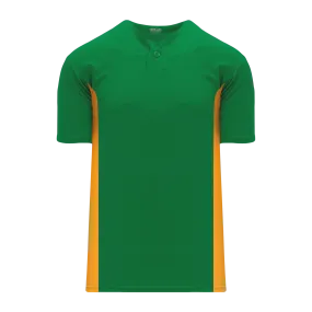 Athletic Knit (AK) BA1343A-278 Adult Kelly Green/Gold One-Button Baseball Jersey