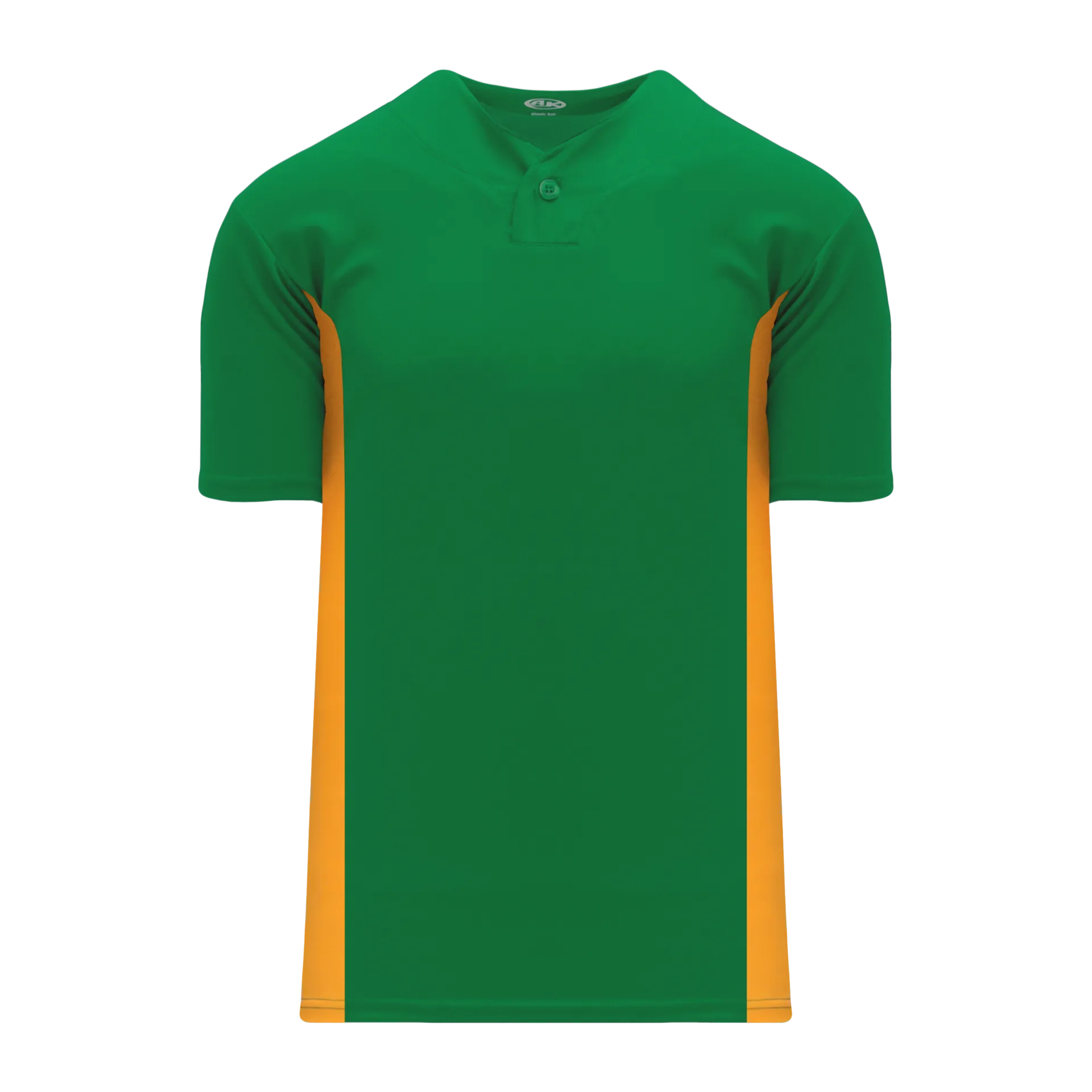 Athletic Knit (AK) BA1343A-278 Adult Kelly Green/Gold One-Button Baseball Jersey