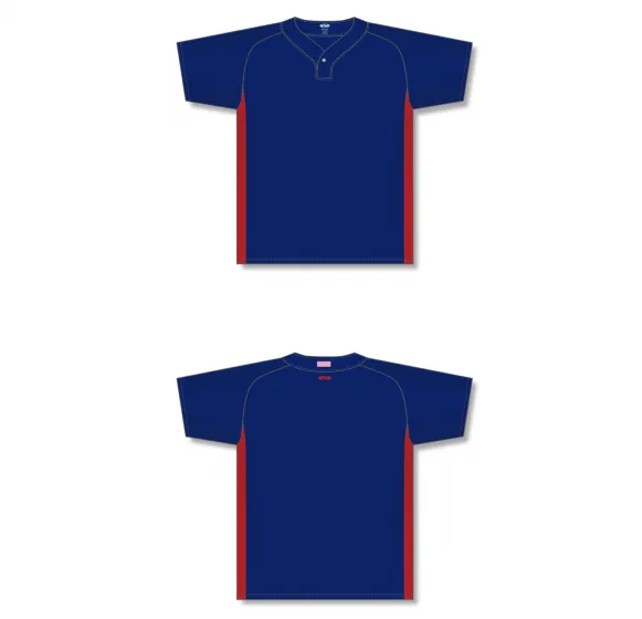 Athletic Knit (AK) BA1343A-285 Adult Navy/Red One-Button Baseball Jersey