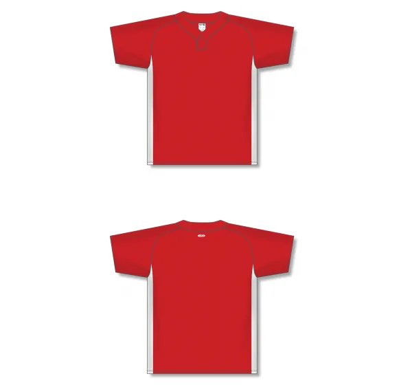 Athletic Knit (AK) BA1343Y-208 Youth Red/White One-Button Baseball Jersey