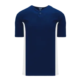 Athletic Knit (AK) BA1343Y-216 Youth Navy/White One-Button Baseball Jersey