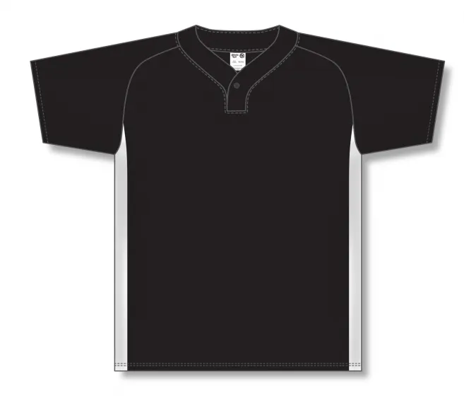 Athletic Knit (AK) BA1343Y-221 Youth Black/White One-Button Baseball Jersey