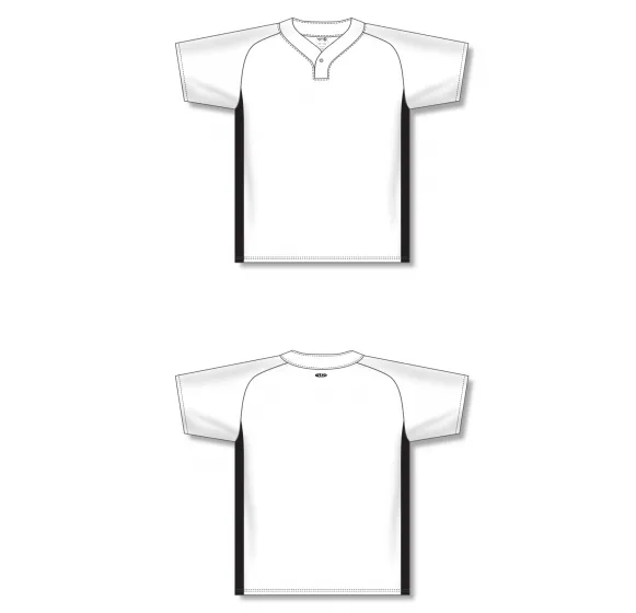 Athletic Knit (AK) BA1343Y-222 Youth White/Black One-Button Baseball Jersey
