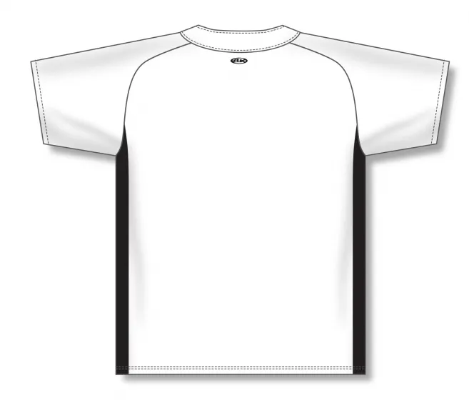 Athletic Knit (AK) BA1343Y-222 Youth White/Black One-Button Baseball Jersey