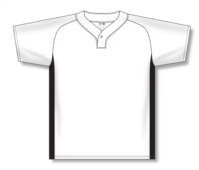 Athletic Knit (AK) BA1343Y-222 Youth White/Black One-Button Baseball Jersey