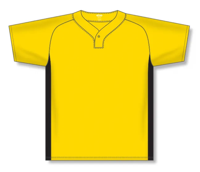 Athletic Knit (AK) BA1343Y-254 Youth Maize/Black One-Button Baseball Jersey