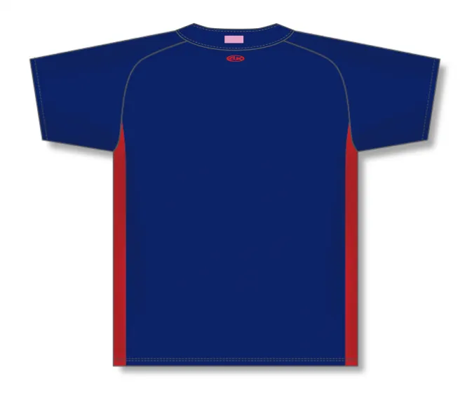 Athletic Knit (AK) BA1343Y-285 Youth Navy/Red One-Button Baseball Jersey