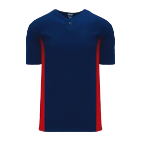 Athletic Knit (AK) BA1343Y-285 Youth Navy/Red One-Button Baseball Jersey