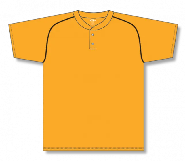 Athletic Knit (AK) BA1344A-213 Adult Gold/Black Two-Button Baseball Jersey
