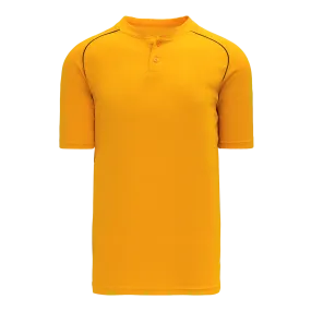 Athletic Knit (AK) BA1344A-213 Adult Gold/Black Two-Button Baseball Jersey