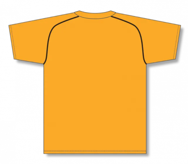 Athletic Knit (AK) BA1344A-213 Adult Gold/Black Two-Button Baseball Jersey