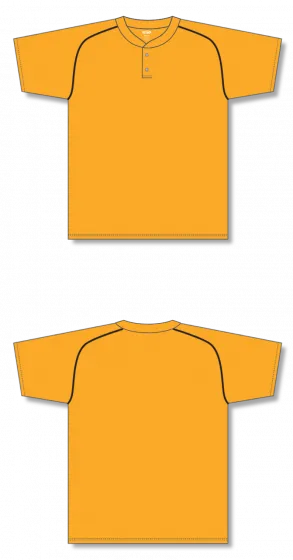 Athletic Knit (AK) BA1344A-213 Adult Gold/Black Two-Button Baseball Jersey
