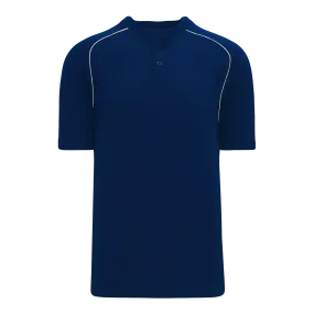 Athletic Knit (AK) BA1344A-216 Adult Navy/White Two-Button Baseball Jersey