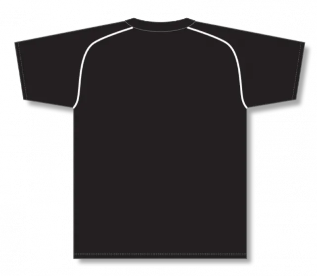 Athletic Knit (AK) BA1344A-221 Adult Black/White Two-Button Baseball Jersey