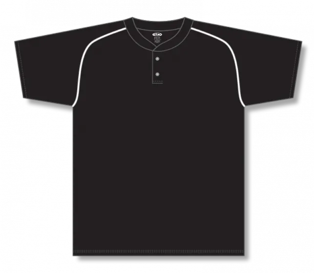 Athletic Knit (AK) BA1344A-221 Adult Black/White Two-Button Baseball Jersey