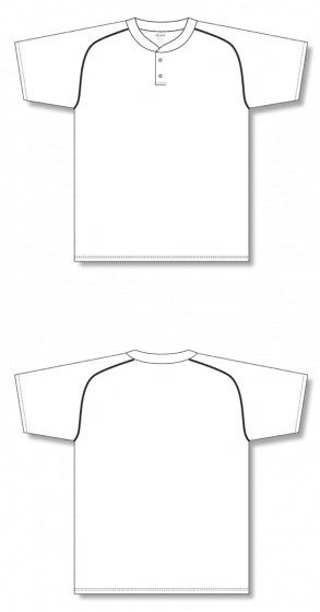 Athletic Knit (AK) BA1344A-222 Adult White/Black Two-Button Baseball Jersey