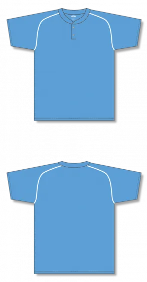 Athletic Knit (AK) BA1344A-227 Adult Sky Blue/White Two-Button Baseball Jersey